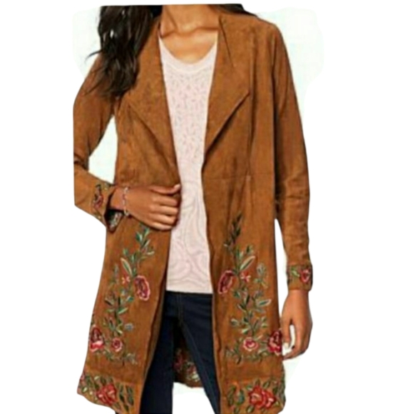CURATION'S women's Bohemian Faux Suede Duster Topper size M - Picture 2 of 6